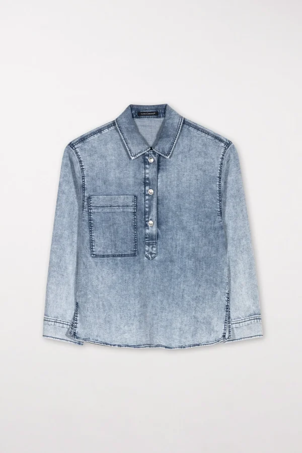 Denim | Blusen-LUISA CERANO Authentic-Denimhemd denim blue