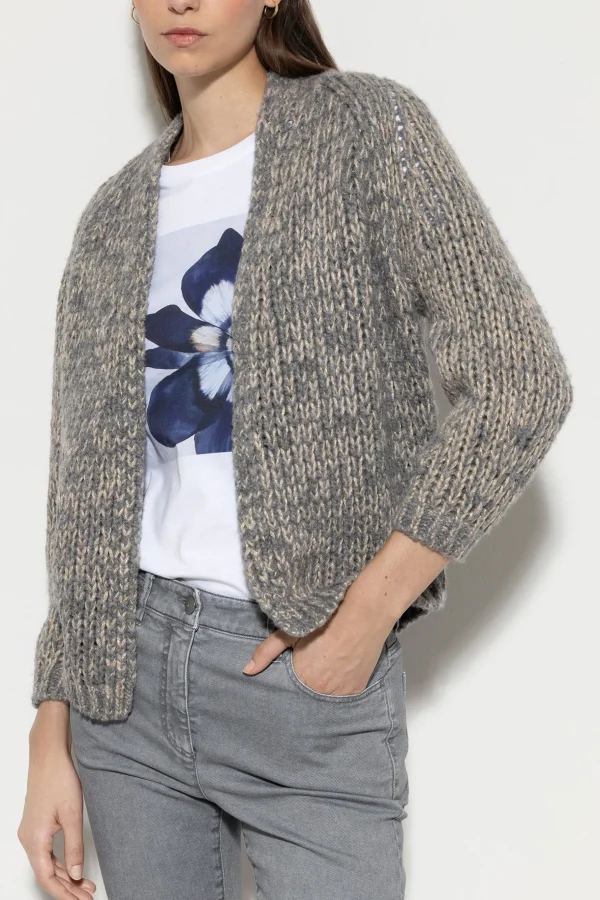 Strick-LUISA CERANO Bouclé-Cardigan heather grey