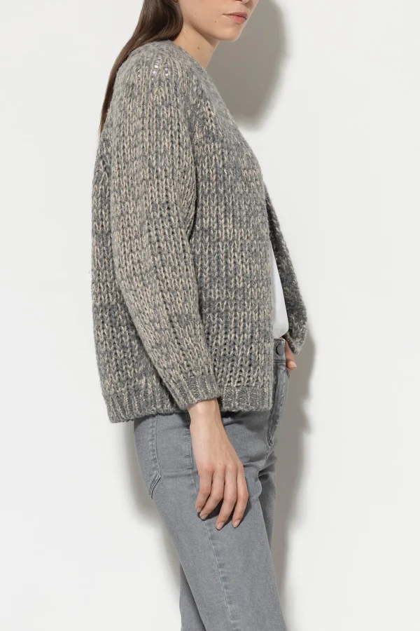 Strick-LUISA CERANO Bouclé-Cardigan heather grey