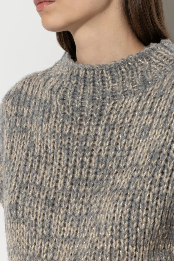Strick-LUISA CERANO Bouclé-Pullunder heather grey