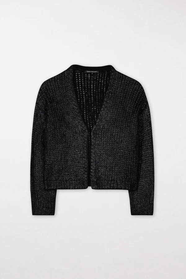 Strick-LUISA CERANO Cardigan Aus Alpaka-Mix black