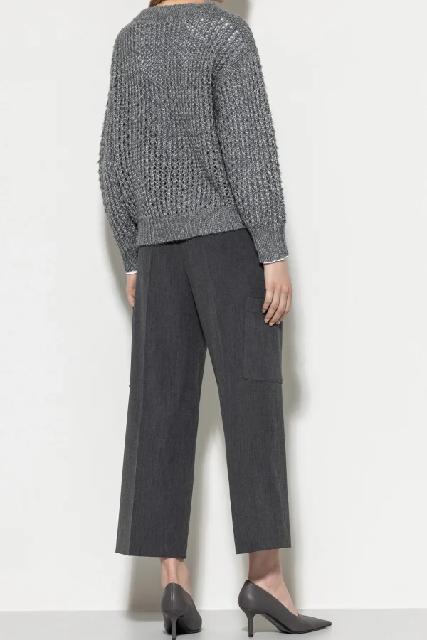 Hosen-LUISA CERANO Cargo-Pants Aus Kaschmir-Mix dark grey melange