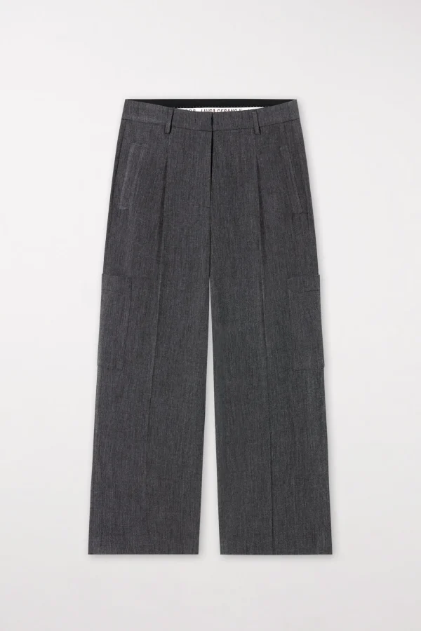 Hosen-LUISA CERANO Cargo-Pants Aus Kaschmir-Mix dark grey melange