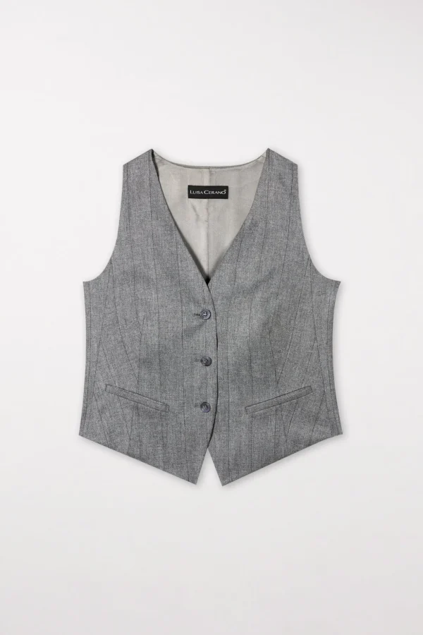 Sets | Jacken & Mäntel-LUISA CERANO Fischgrat-Blazerweste heather grey