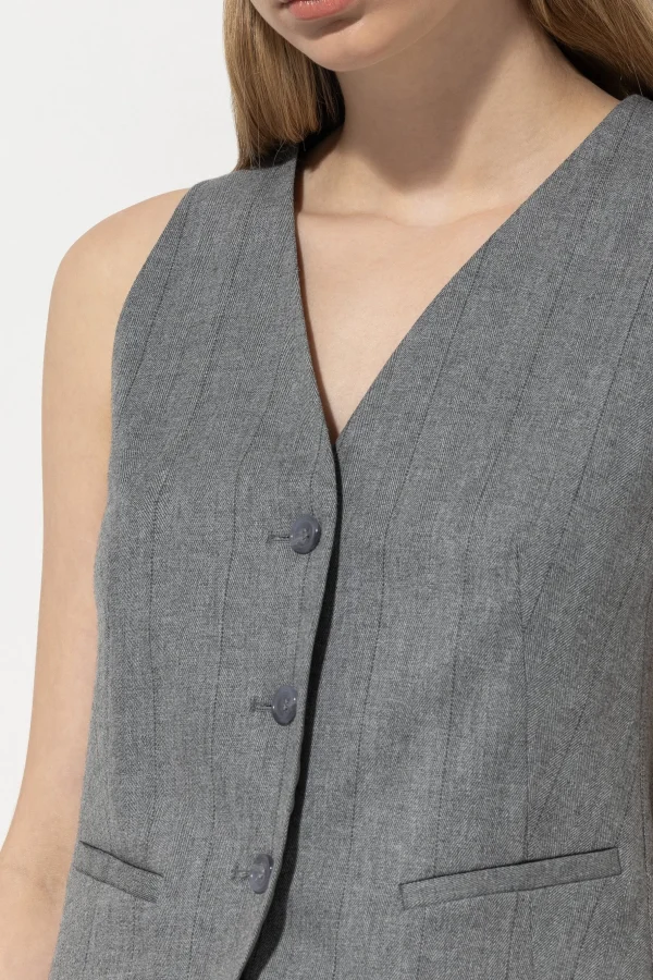 Sets | Jacken & Mäntel-LUISA CERANO Fischgrat-Blazerweste heather grey