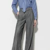 Hosen-LUISA CERANO Fischgrat-Wideleg-Pants taupe