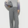 Hosen-LUISA CERANO Fischgrat-Wideleg-Pants heather grey