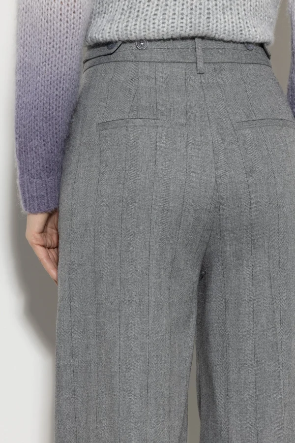Hosen-LUISA CERANO Fischgrat-Wideleg-Pants heather grey