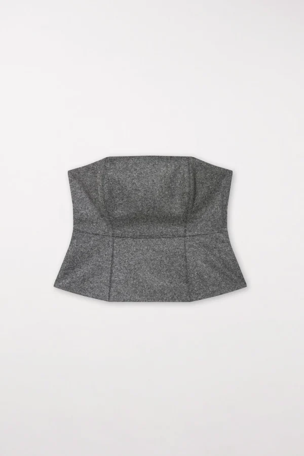 Sets | Shirts & Tops-LUISA CERANO Flanell-Corsage dark grey melange