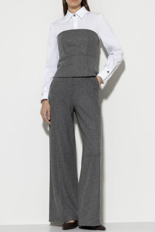 Sets | Hosen-LUISA CERANO Flanell-Wideleg-Pants dark grey melange