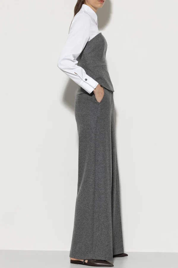 Sets | Hosen-LUISA CERANO Flanell-Wideleg-Pants dark grey melange