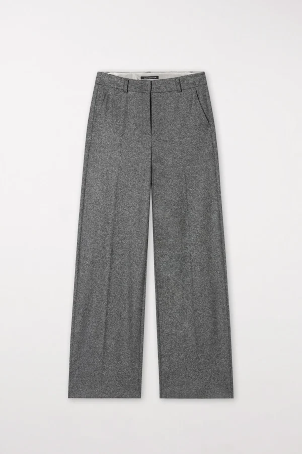Sets | Hosen-LUISA CERANO Flanell-Wideleg-Pants dark grey melange