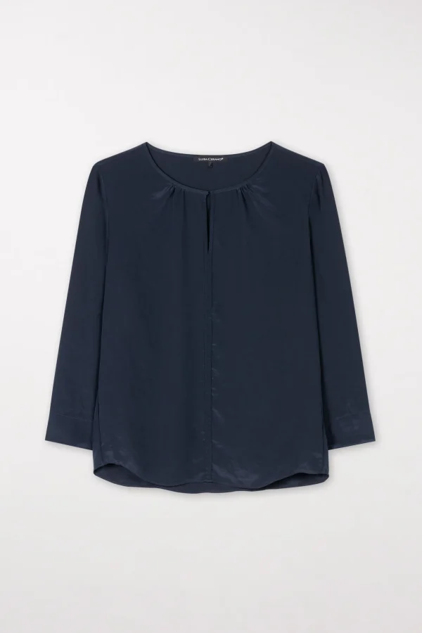 Blusen-LUISA CERANO Fließendes Blusenshirt dark navy