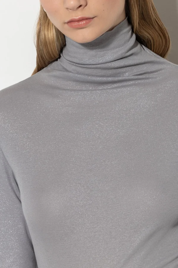 Shirts & Tops-LUISA CERANO Glitter-Rollkragenshirt