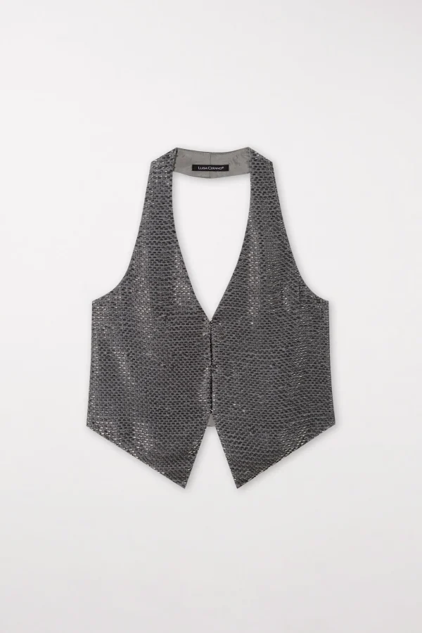 Jacken & Mäntel | Blazer-LUISA CERANO Glitzer-Neckholderweste multi