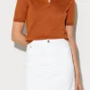 Strick-LUISA CERANO Halbarm-Poloshirt burnt orange