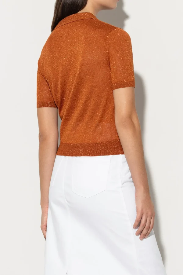 Strick-LUISA CERANO Halbarm-Poloshirt burnt orange
