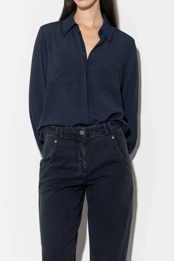 Blusen-LUISA CERANO Hemdbluse Aus Seiden-Mix