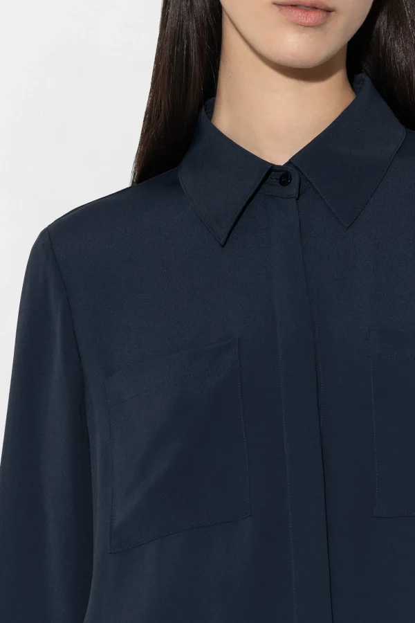 Blusen-LUISA CERANO Hemdbluse Aus Seiden-Mix