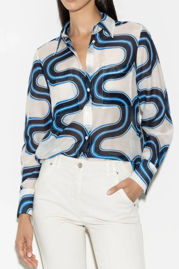 Blusen-LUISA CERANO Hemdbluse Mit Wave-Print multi