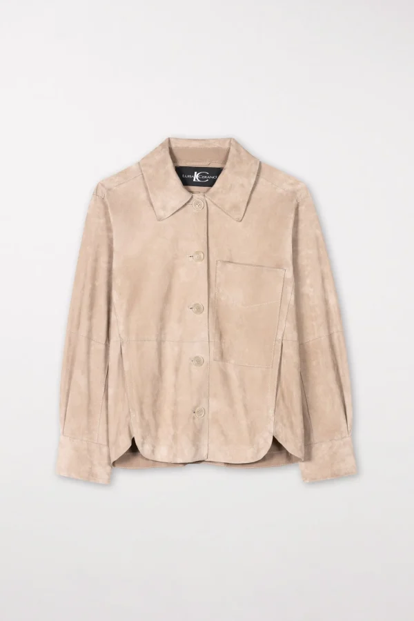 Jacken & Mäntel-LUISA CERANO Hemdjacke Aus Veloursleder cashew