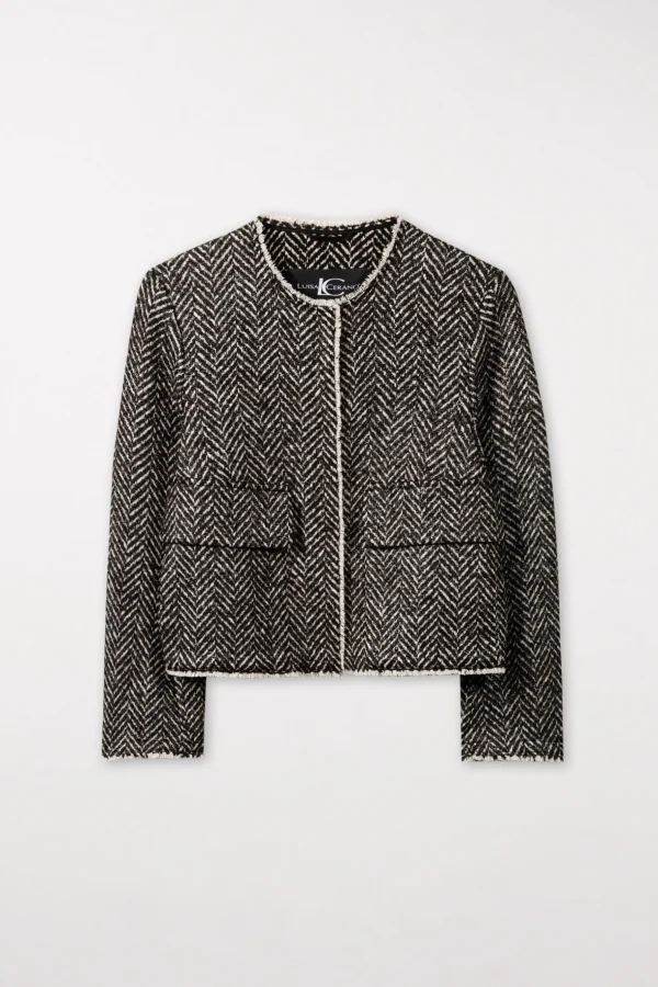 Jacken & Mäntel-LUISA CERANO Jacke In Fischgrat-Tweed multi