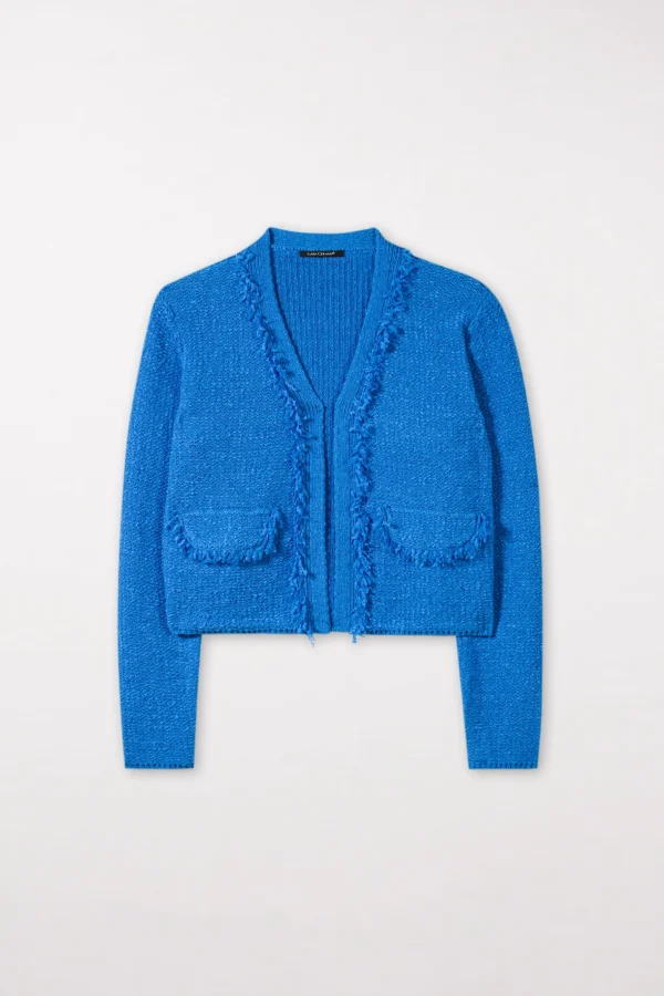 Strick-LUISA CERANO Jacke In Weboptik azur