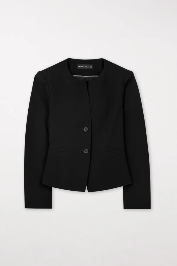 Business Studio | Blazer-LUISA CERANO Jacket Aus Techno Sablé black