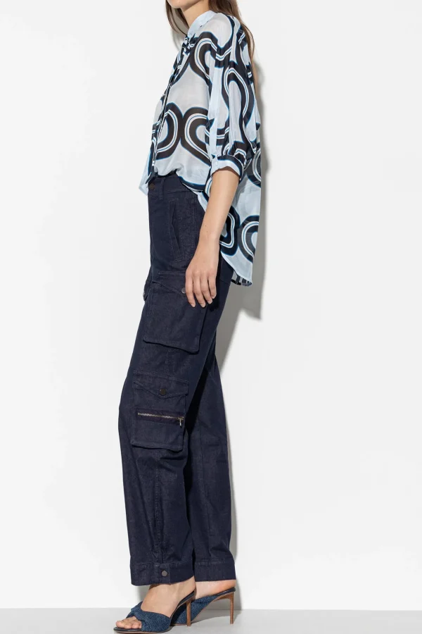 Blusen-LUISA CERANO Kimonobluse Mit Wave-Print multi