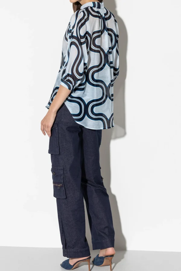 Blusen-LUISA CERANO Kimonobluse Mit Wave-Print multi