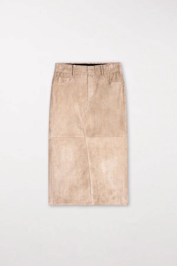 Sets | Röcke-LUISA CERANO Midirock Aus Veloursleder cashew