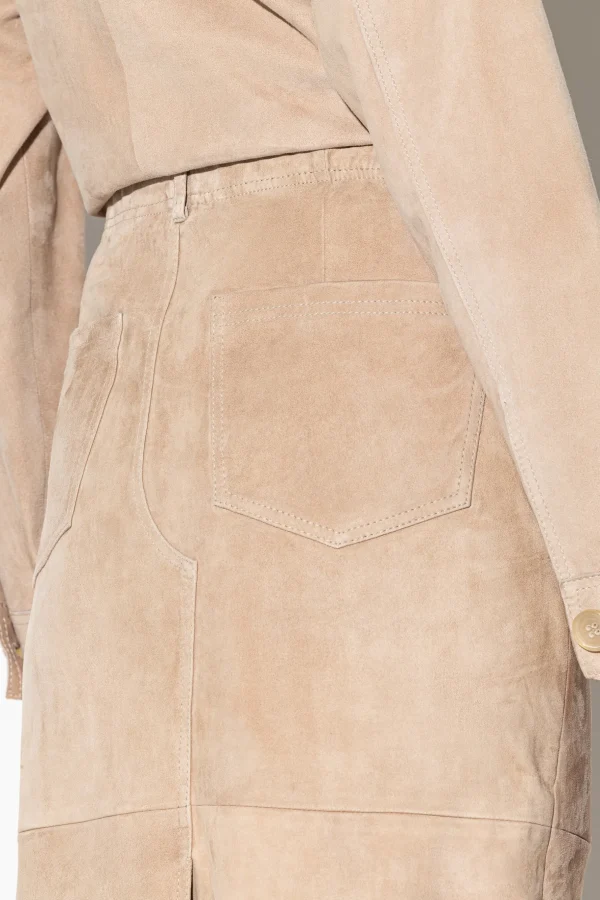 Sets | Röcke-LUISA CERANO Midirock Aus Veloursleder cashew
