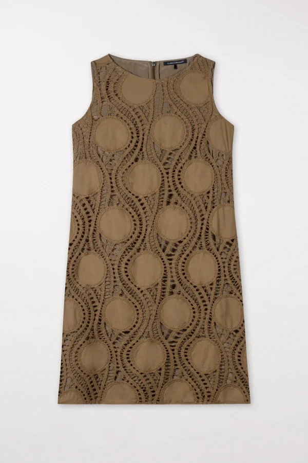 Kleider-LUISA CERANO Minikleid In Crochet-Optik tobacco