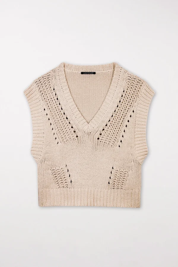 Strick-LUISA CERANO Pullunder Mit Ajour-Details cashew