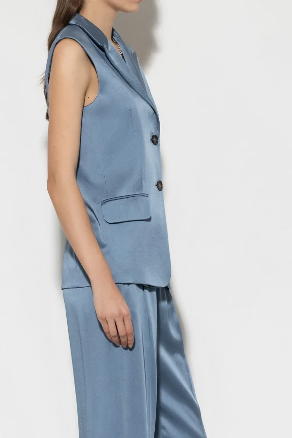 Sets | Jacken & Mäntel-LUISA CERANO Satin-Blazerweste smoky blue