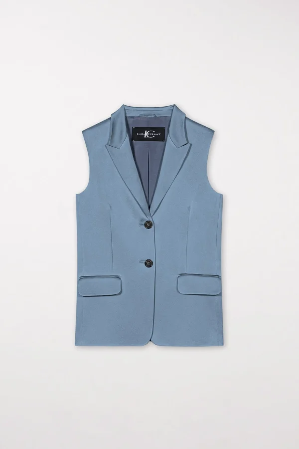 Sets | Jacken & Mäntel-LUISA CERANO Satin-Blazerweste smoky blue