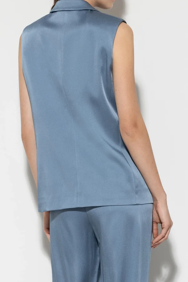 Sets | Jacken & Mäntel-LUISA CERANO Satin-Blazerweste smoky blue
