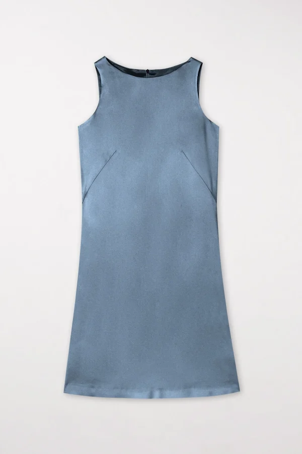 Kleider-LUISA CERANO Satin-Minikleid smoky blue