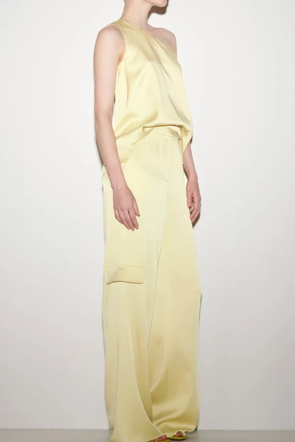 Blusen-LUISA CERANO Satin-Off-Shoulder-Top pale citron