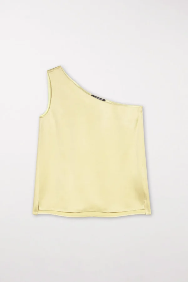 Blusen-LUISA CERANO Satin-Off-Shoulder-Top pale citron