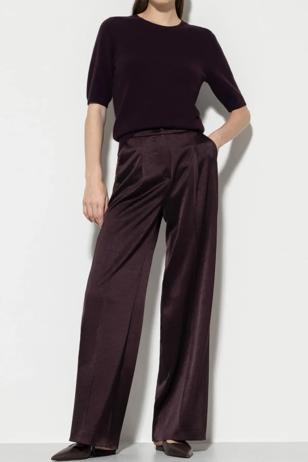 Hosen-LUISA CERANO Satin-Wideleg-Pants burgundy