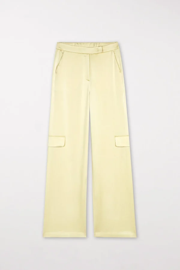 Sets | Hosen-LUISA CERANO Satin-Wideleg-Pants pale citron