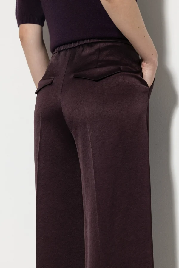 Hosen-LUISA CERANO Satin-Wideleg-Pants burgundy