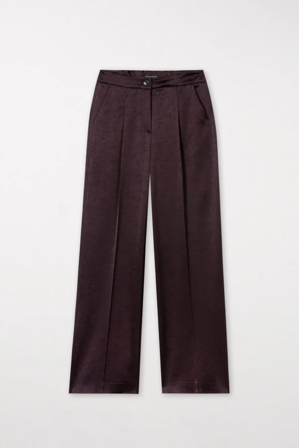Hosen-LUISA CERANO Satin-Wideleg-Pants burgundy