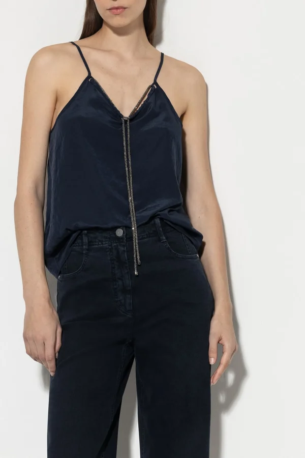 Shirts & Tops-LUISA CERANO Spaghetti-Top Mit Strasskordel