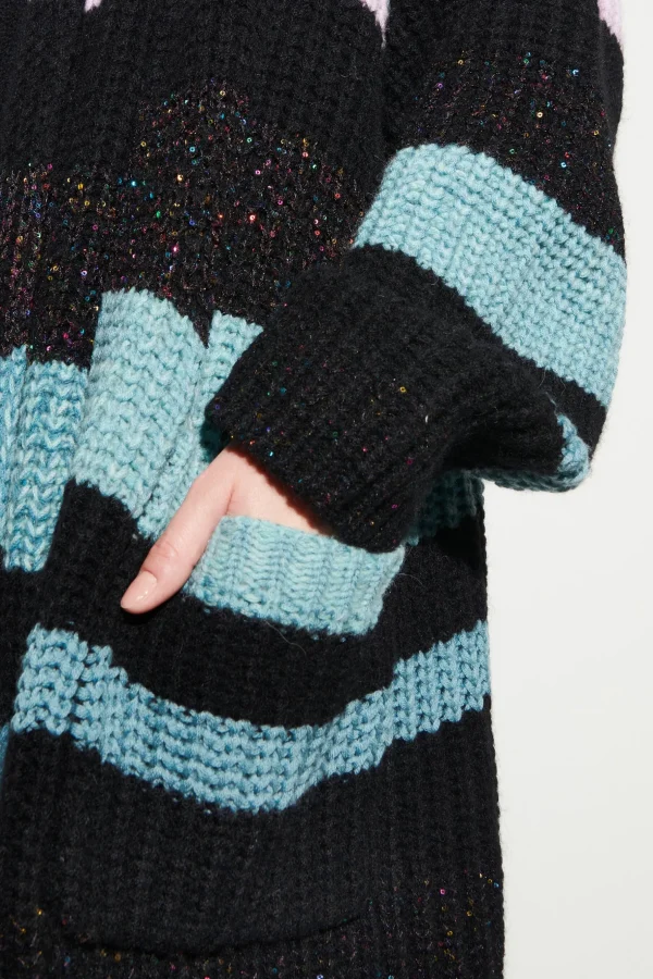 Strick-LUISA CERANO Streifen-Cardigan Aus Woll-Mix multi