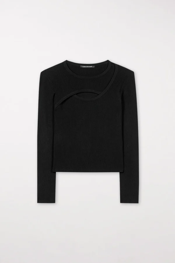 Strick-LUISA CERANO Strickpulli Mit Cut-out-Detail deep black