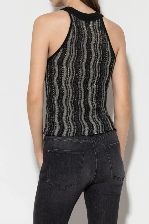 Sets | Shirts & Tops-LUISA CERANO Stricktop Mit Fancy-Stripe black