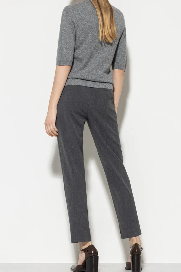 Hosen-LUISA CERANO Tapered-Pants Aus Kaschmir-Mix dark grey melange