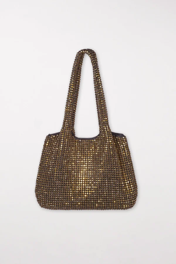 Accessoires-LUISA CERANO Tasche Mit Glitzersteinen gold